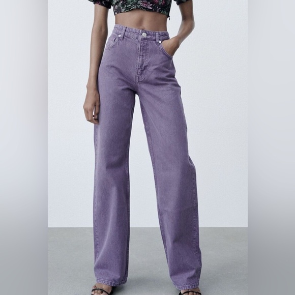 Zara Denim - Zara Highrise Wide Leg Purple Jeans